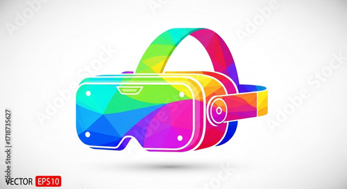 Colorful virtual reality headset vr glasses technology gaming device digital entertainment metaverse experience