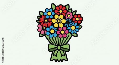 Colorful flowers bouquet vector illustration for greeting cards and floral design projects download now free