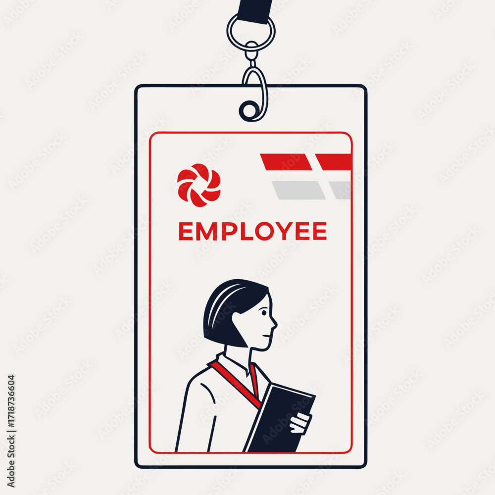 Fototapeta premium Employee ID Badge with Woman and Company Logo employee badge