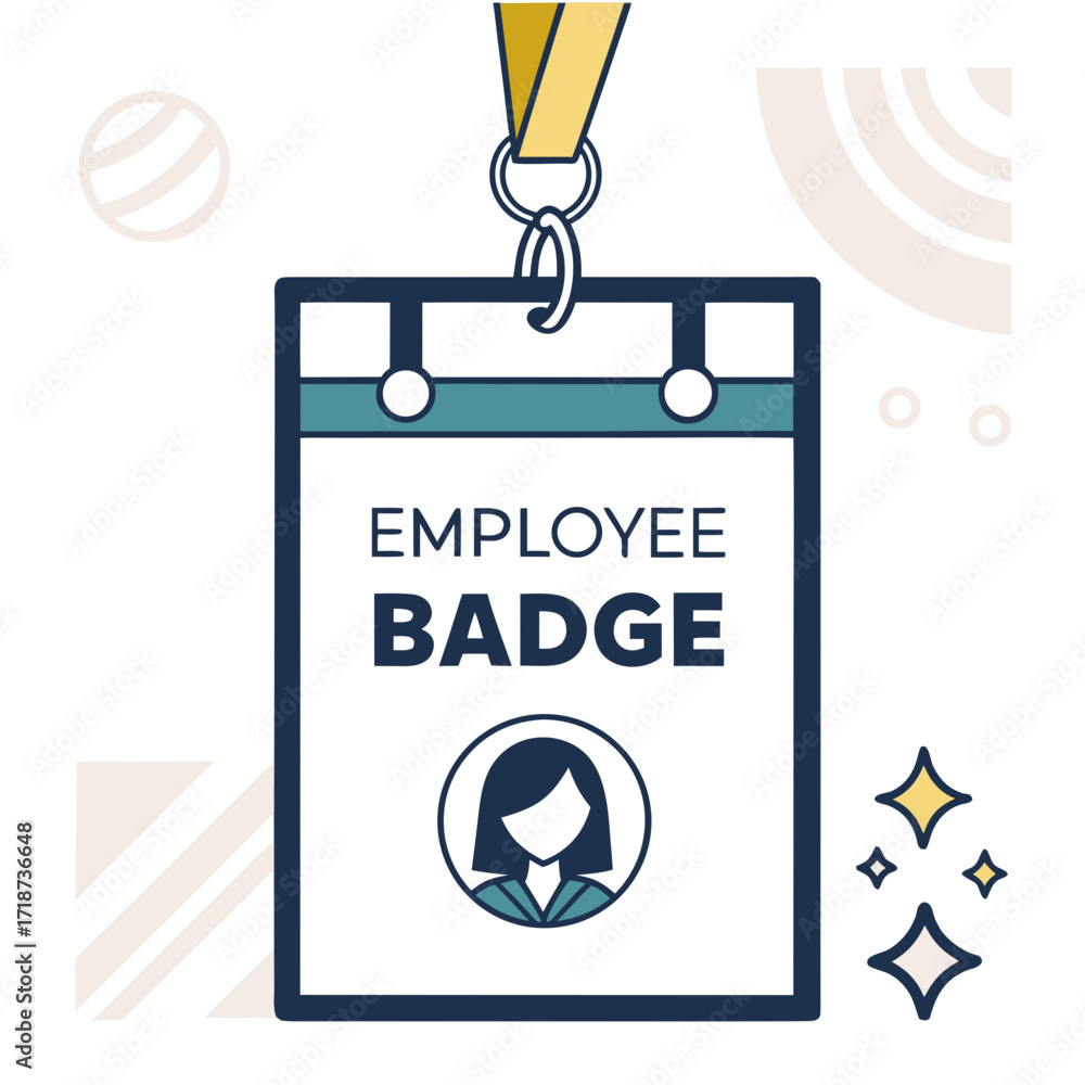 Fototapeta premium Employee Badge with Woman Silhouette and Sparkle Accents