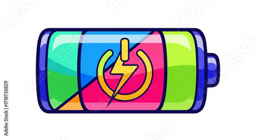Colorful battery charging icon vector illustration for energy power and technology design concept