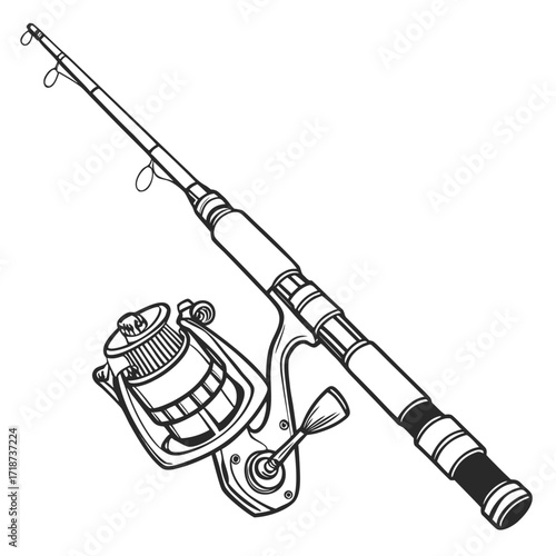Fishing Rod and Reel Line Art Illustration fishing reel