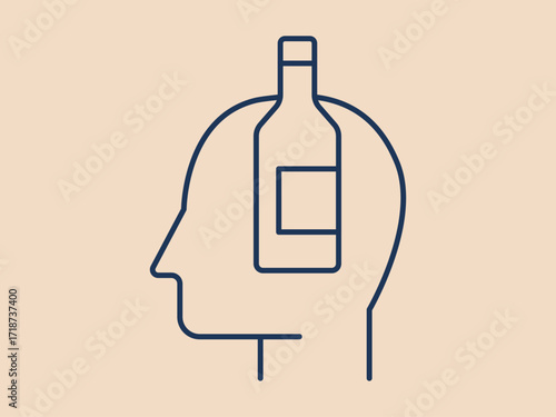 Alcoholism icon. Social issues problems icon. Simple vector illustration in modern thin line style. Vector illustration.