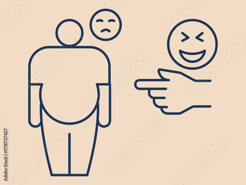 Body shaming icon. Social issues problems icon. Simple vector illustration in modern thin line style. Vector illustration.