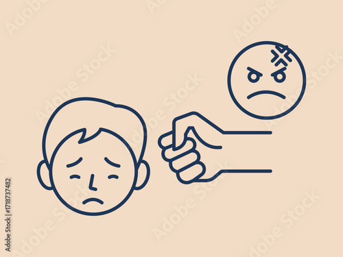 Child abuse icon. Social issues problems icon. Simple vector illustration in modern thin line style. Vector illustration.