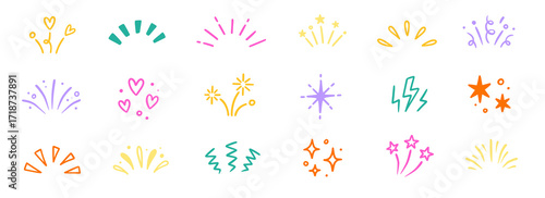 Wallpaper Mural Star background confetti set. Hand drawn doodle star shapes and birthday confetti with cute sparkle, holiday twinkle brush elements, and glowing cartoon kid pattern. Vector illustration Torontodigital.ca