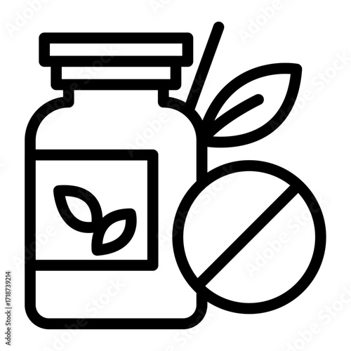 Ayurvedic Supplement Line Icon of Ayurveda Icon Set