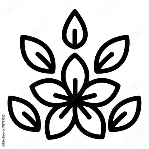 Ayurvedic Wellness (Lotus) Line Icon of Ayurveda Icon Set
