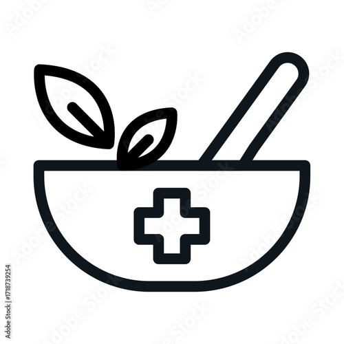 Ayurvedic Medical Bowl Line Icon of Ayurveda Icon Set