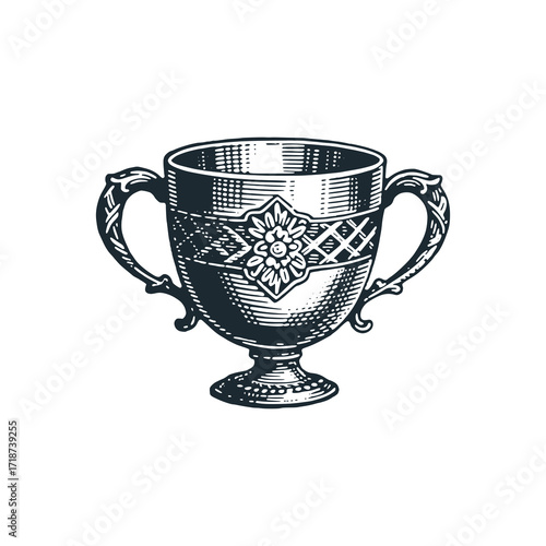 A vintage Quaich – Black and White Icon Vector and Illustration	
