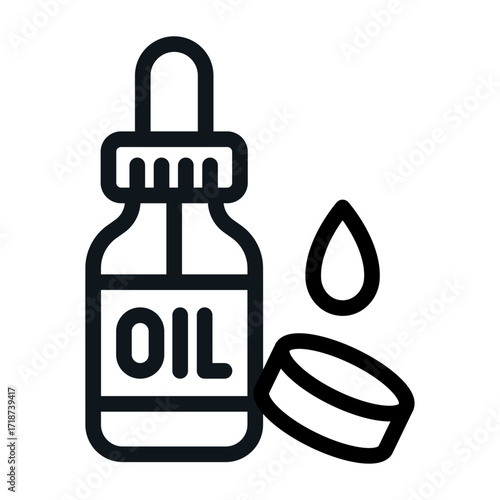 Essential Oil Bottle Line Icon of Aromatherapy Practices Icon Set
