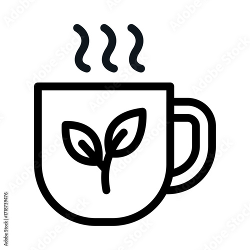 Herbal Tea Cup Line Icon of Herbal Remedies Icon Set