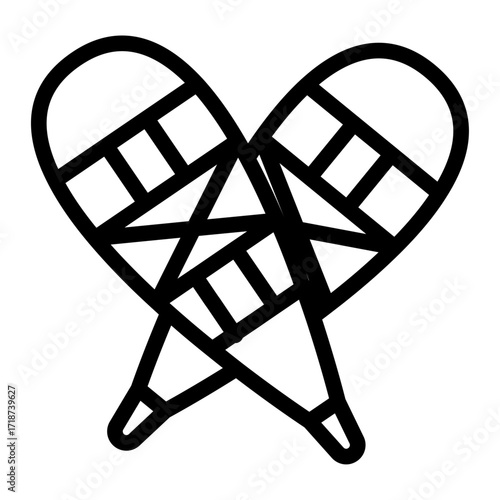 Pair of Snowshoes Line Icon of Snowshoeing Icon Set