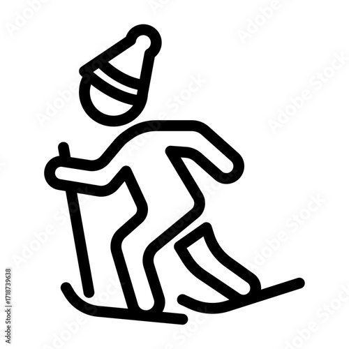 Person Trekking in Snow Line Icon of Snowshoeing Icon Set