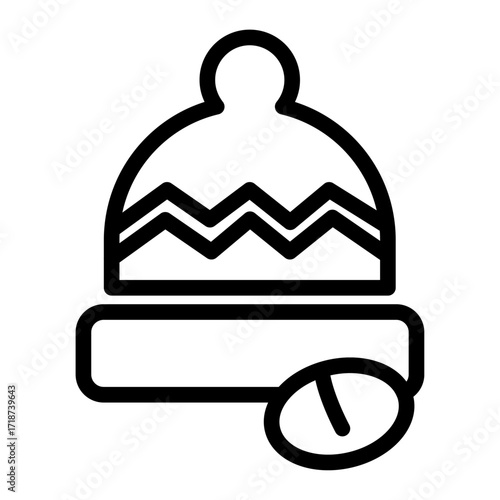Winter Hat Line Icon of Snowshoeing Icon Set