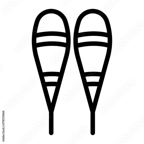 Snow Poles (trekking poles) Line Icon of Snowshoeing Icon Set