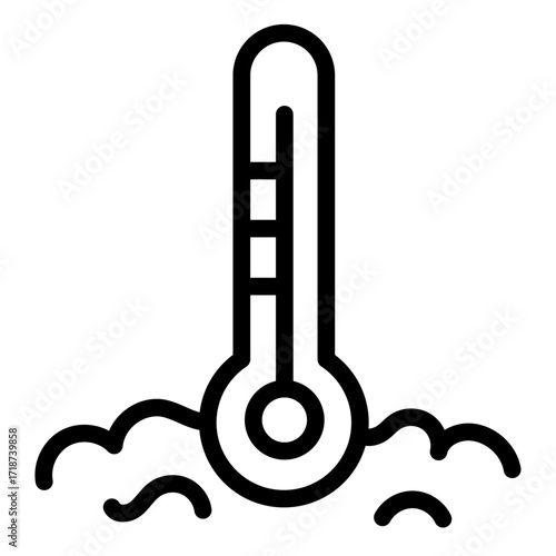 Thermometer in Snow Line Icon of Ice Fishing Icon Set