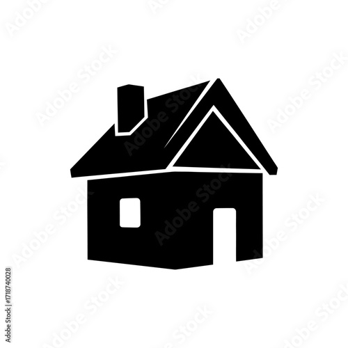Simple house stands alone with chimney in minimalist style representing home ownership and the concept of real estate, creating a clean and modern aesthetic.