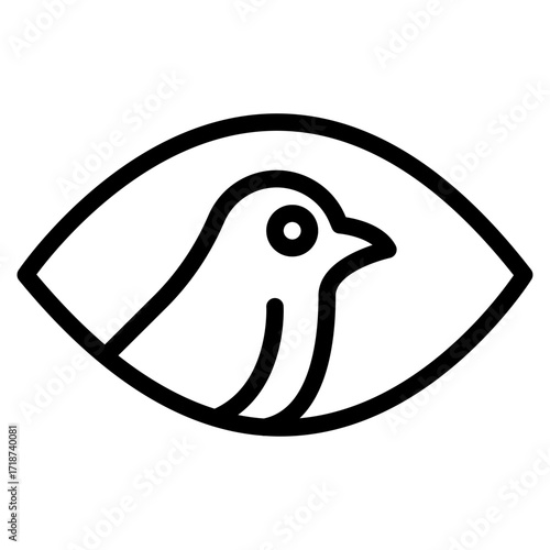 Bird Eye Close up Line Icon of Birdwatching Icon Set