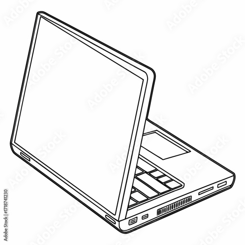 Open Laptop Computer Line Art Illustration technology
