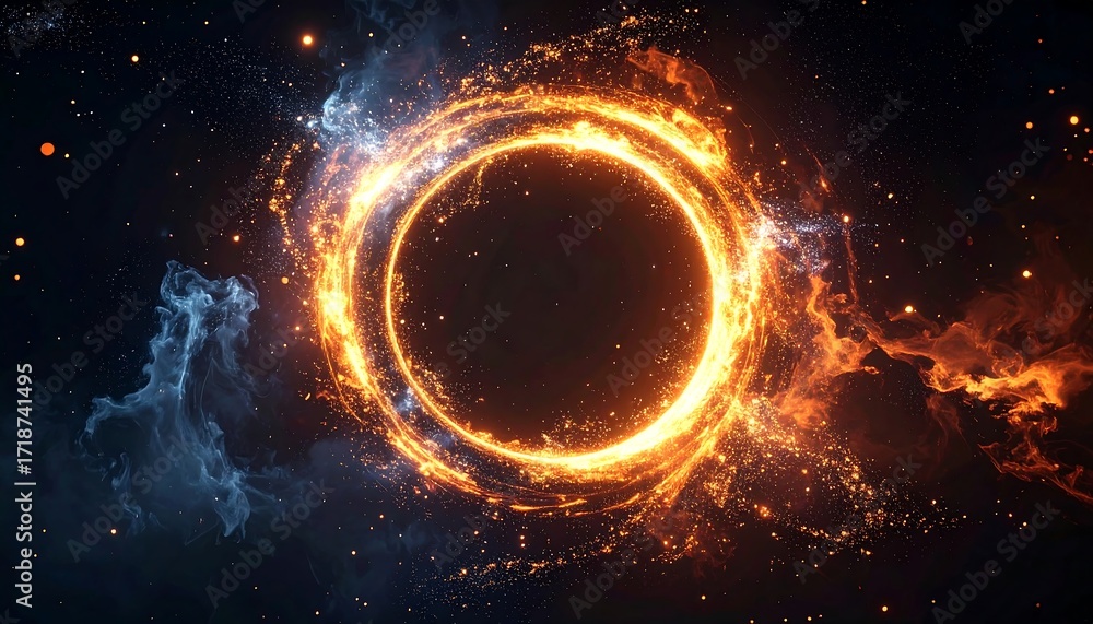 Naklejka premium Fiery ring in space