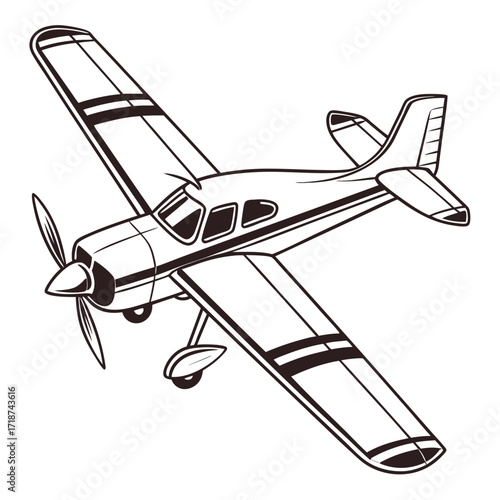 Single engine propeller airplane in flight aircraft