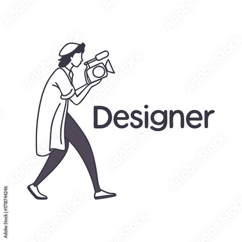 Stylized Designer Holding a Video Camera film movie