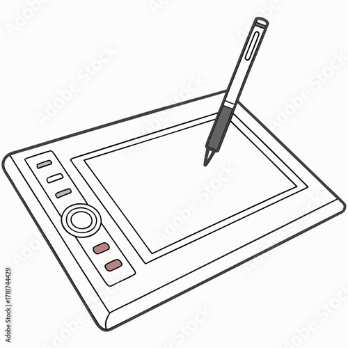 Stylus Hovering Over a Digital Drawing Tablet Screen