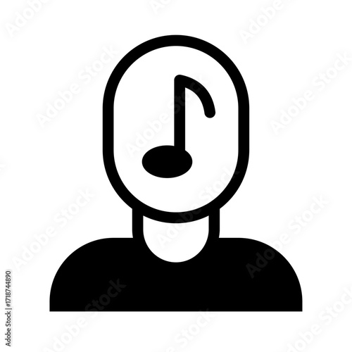 Guided Audio (Head with Note) Line Icon of Sound Therapy Icon Set