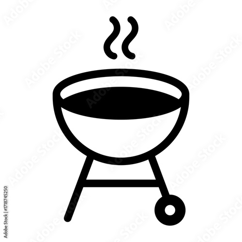 Charcoal Grill Line Icon of BBQ and Grilling Icon Set