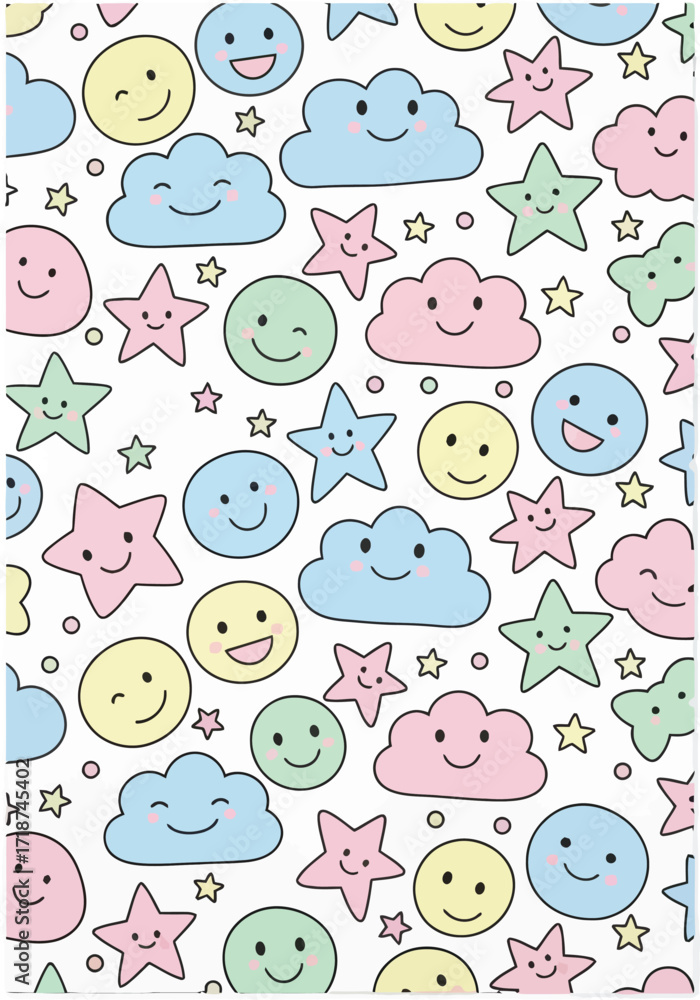 Obraz premium Cute Doodle Cartoon Notebook Cover Vector