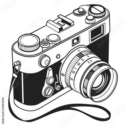 Vintage Rangefinder Camera Illustration retro photography