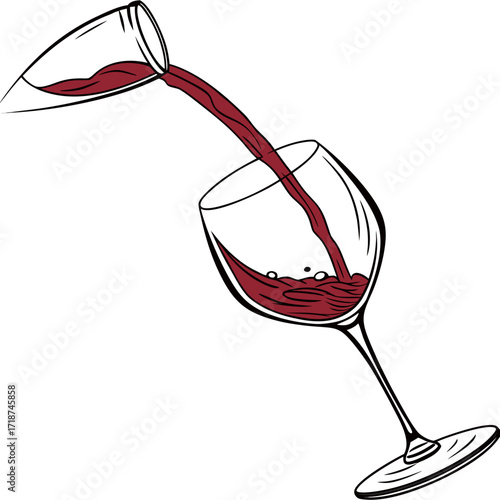 Wine Being Poured from Decanter to Glass pouring red wine