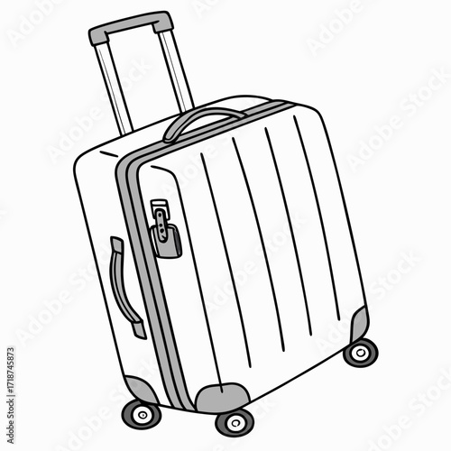 White rolling suitcase with retractable handle luggage