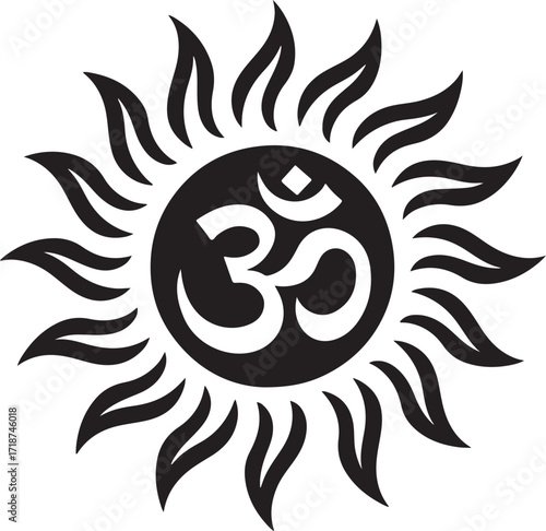 Om Symbol Sun Spiritual and Yoga Art