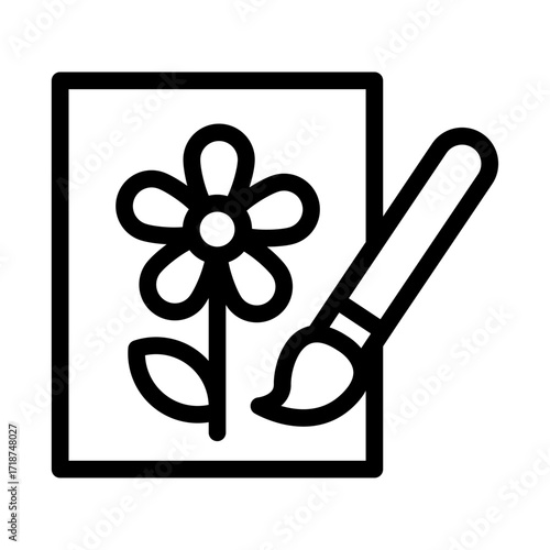Flower Drawing Line Icon of Art Therapy Icon Set