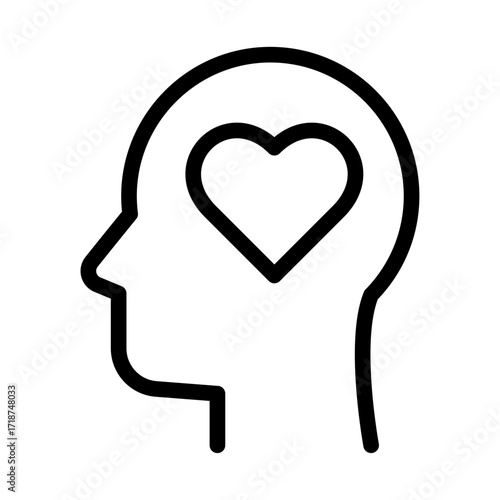 Heart in Head (Mindful Art) Line Icon of Art Therapy Icon Set