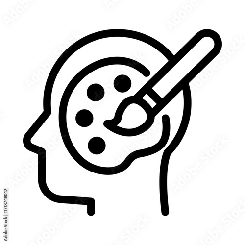 Creative Mind Painting Line Icon of Art Therapy Icon Set