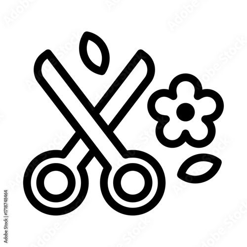 Florist Scissors Line Icon of Flower Arranging Icon Set