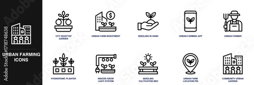 Urban Farming Line Icon Set