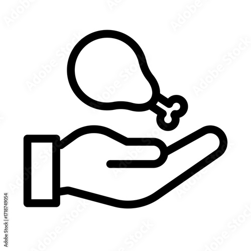 Hand Delivering Food Line Icon of Food Distribution Icon Set