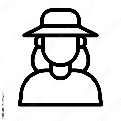 Local Farmer Portrait Line Icon of Community-Supported Agriculture (CSA) Icon Set