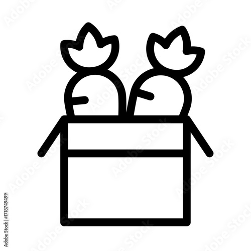 Food Donation Box Line Icon of Food Banking Icon Set