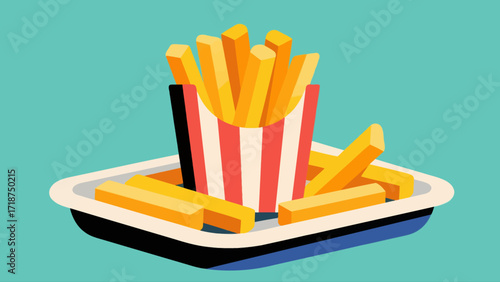 French fries fast food, hand-drawn vector illustrations