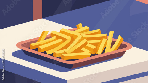 French fries fast food, hand-drawn vector illustrations