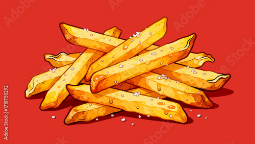 French fries fast food, hand-drawn vector illustrations