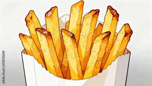 French fries fast food, hand-drawn vector illustrations