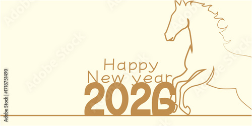 Wallpaper Mural Happy new year 2026 illustration. New year illustration decoration with 2026 zodiac. The Horse year celebration banner. Vector illustration. Torontodigital.ca