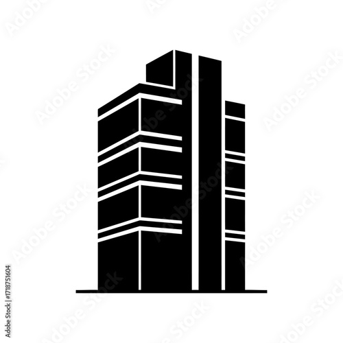 Modern building stands tall against a clear sky, showcasing sleek lines and contemporary architecture in a minimalist style.