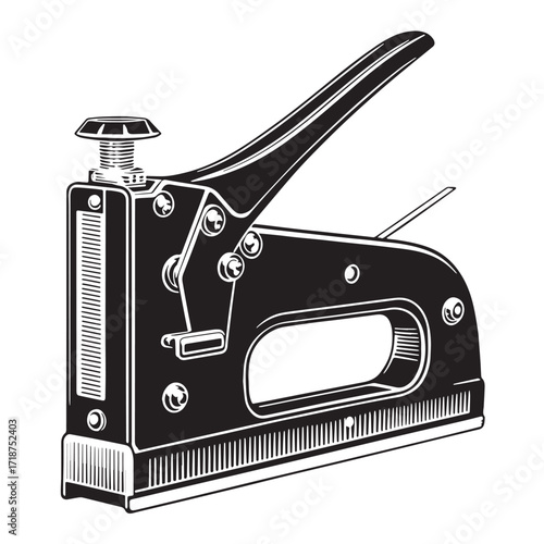 Black staple gun Silhouette Vector, High Quality Illustration on White Background